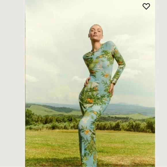 Reformation Tommie Knit Long Sleeve Printed Maxi Dress Villa Livia XL - Picture 4 of 11